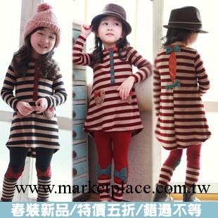 2013兒童童裝春裝新款 女童韓版條紋蝴蝶結衛衣+打底褲兩件套工廠,批發,進口,代購