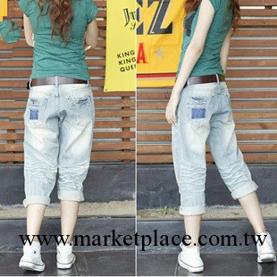 2013新款女裝原單牛仔褲 韓版寬松顯瘦做舊磨白潮褲7/七分褲8081工廠,批發,進口,代購