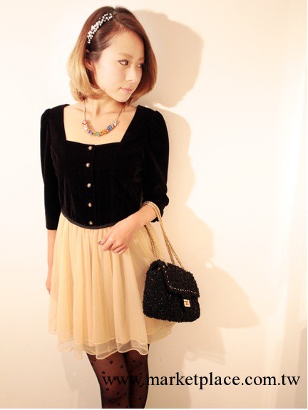 日本原單 dazzlin 冬季新款可愛輕紗拼接式氣質連衣裙工廠,批發,進口,代購