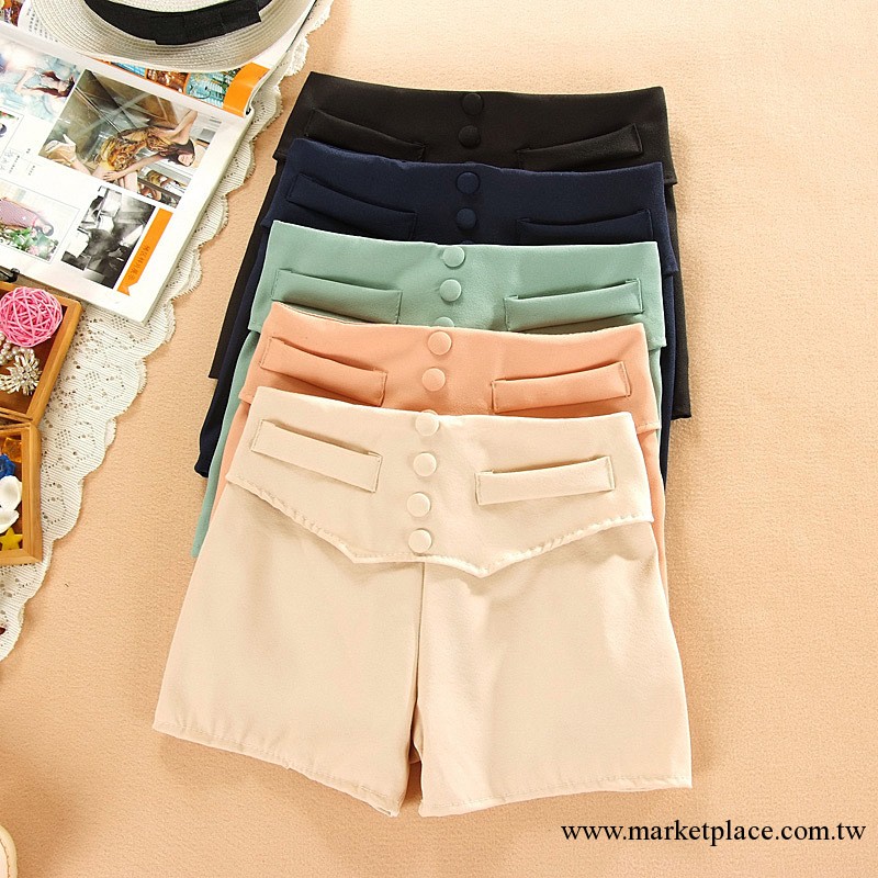 【平鋪實拍】韓國代購 歐美原單復古高腰顯瘦寬松時尚短褲工廠,批發,進口,代購