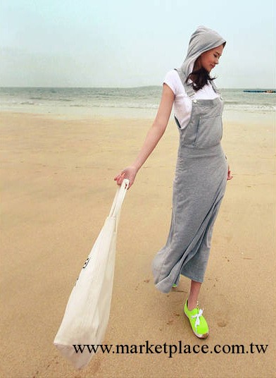 2013韓國代購原單歐美女裝個性帶帽背帶連衣裙長裙沙灘裙棉7074工廠,批發,進口,代購