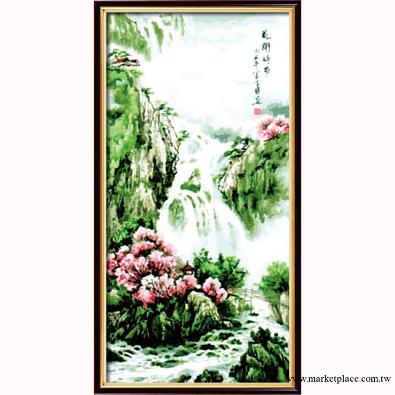 廠傢直銷裝飾油畫 花開時節40x80山水風景油畫 diy數字油畫工廠,批發,進口,代購