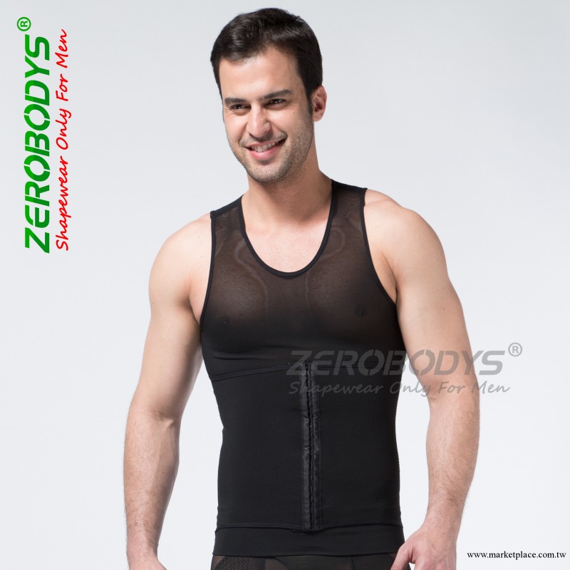 ZEROBODYS新男式瘦身衣塑身背心束胸瘦腰雙層收壓300克面料358黑工廠,批發,進口,代購