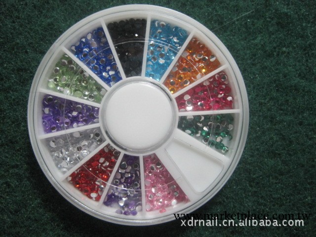 美甲工具 美甲飾品 美甲盒裝亞克力鉆 12色套裝 2mm 約1200粒批發・進口・工廠・代買・代購