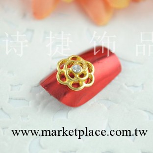 廠傢直銷 金色玫瑰花 美甲樹脂DIY配件  指甲合金飾品 玫瑰花工廠,批發,進口,代購