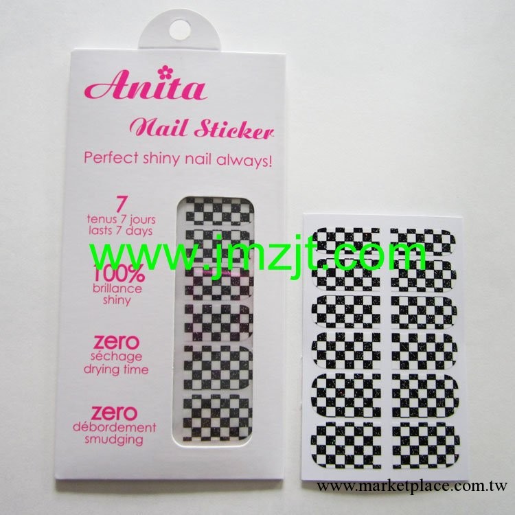 Anita 13夏季 黑白格子甲油貼 美甲貼閃粉 Nail Decal JY12B-9工廠,批發,進口,代購