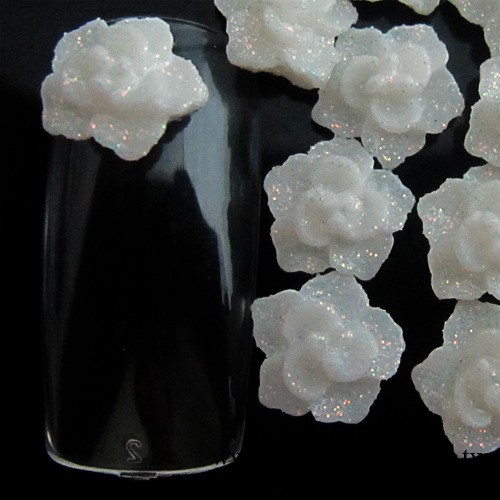 批發  500pcs 美甲飾品鉆 指甲美容 8mm 樹脂花樹脂貼鉆 熒光白工廠,批發,進口,代購