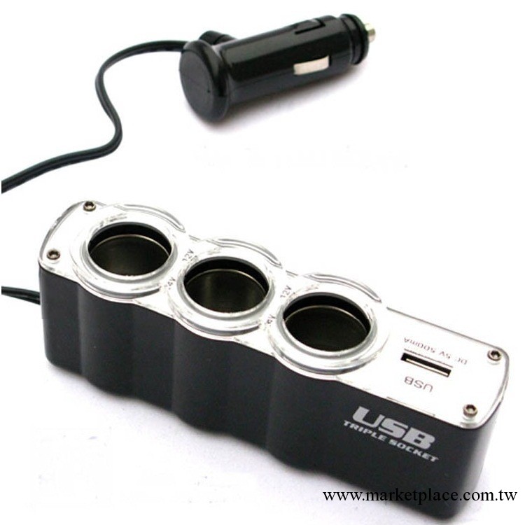 廠傢直銷汽車點煙器 一分三一拖三點煙器 0120 USB車載點煙器禮品工廠,批發,進口,代購