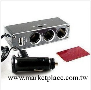 車載電源分配器 一分三點煙器 帶USB 一拖三點煙器插座 汽車電源工廠,批發,進口,代購