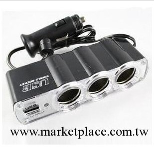 供應汽車點煙器 一拖三點煙器 0120點煙器 一分三帶USB多孔轉換器工廠,批發,進口,代購