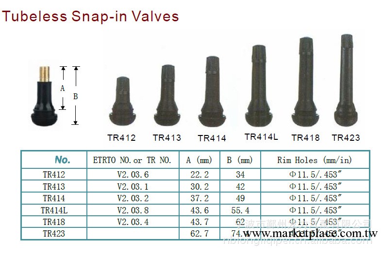 廠傢直銷 大量供應汽車輪胎無內胎卡扣式銅質氣門嘴 TR413 TR414工廠,批發,進口,代購