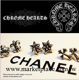 6月新款 獨傢定制 Chrome hearts克羅心潮童軍花十字架五角星耳釘工廠,批發,進口,代購