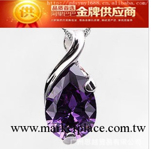 批發 925純銀項鏈 鍍白金 天然紫水晶 韓國飾品  天使淚吊墜A38工廠,批發,進口,代購