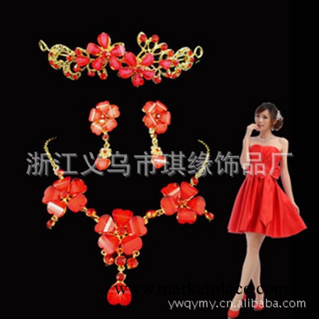 Q-TZ028供應新娘飾品三件套.紅色套鏈.廠傢直銷.新娘飾品批發工廠,批發,進口,代購