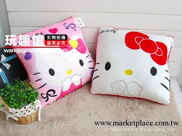 外單Sanrio。Hello Kitty。超可愛凱蒂貓方形KT靠墊抱枕。2色選工廠,批發,進口,代購