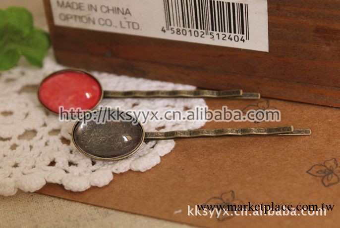 ZAKKA飾品配件DIY青古花藍邊貼13乘以18MM4波浪發夾工廠,批發,進口,代購