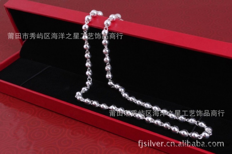 純銀飾品批發 S990純銀項鏈 簡潔 時尚 精品轉運珠項鏈工廠,批發,進口,代購