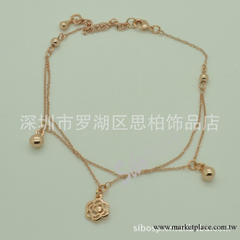 比拉Abella 時尚 淑女 百搭 精美 鏤空玫瑰花吊墜腳鏈 飾品 批發工廠,批發,進口,代購