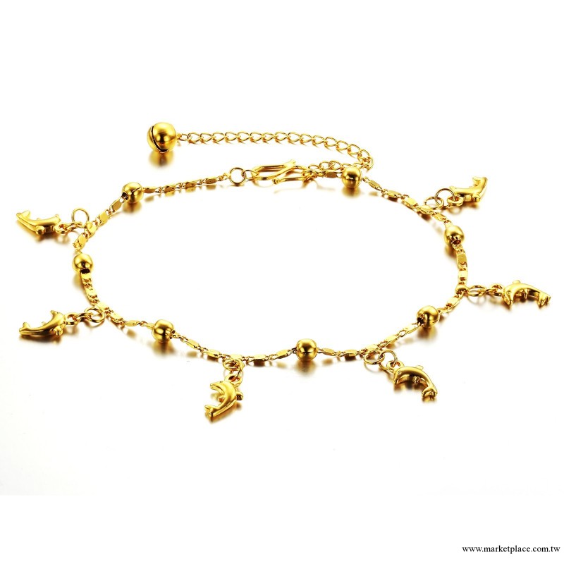 Gold Jewelry Anklets 飾品批發 鍍18K金首飾款海豚 腳鏈KZ723工廠,批發,進口,代購