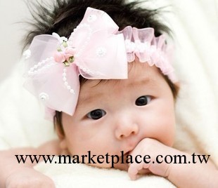 [2朵小玫瑰帶珍珠結發帶]寶寶頭飾 花朵蕾絲發帶 兒童頭飾工廠,批發,進口,代購