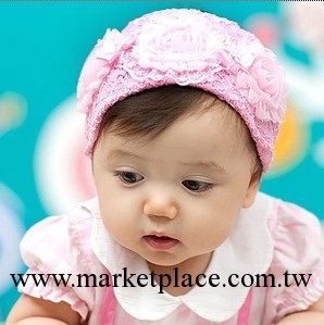 韓國女嬰發箍三朵玫瑰花朵蕾絲發帶百頭拍照嬰兒童頭飾工廠,批發,進口,代購