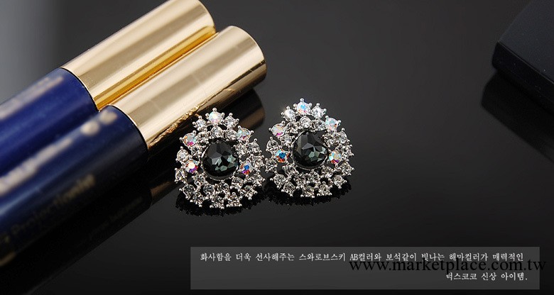 韓國爆款耳飾飾品優雅氣質時尚女華麗滿鉆925銀針耳環奢華耳釘批發・進口・工廠・代買・代購