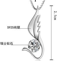 隱形天使翅膀吊墜韓國飾品 925純銀項鏈 天然水晶掛墜項飾工廠,批發,進口,代購