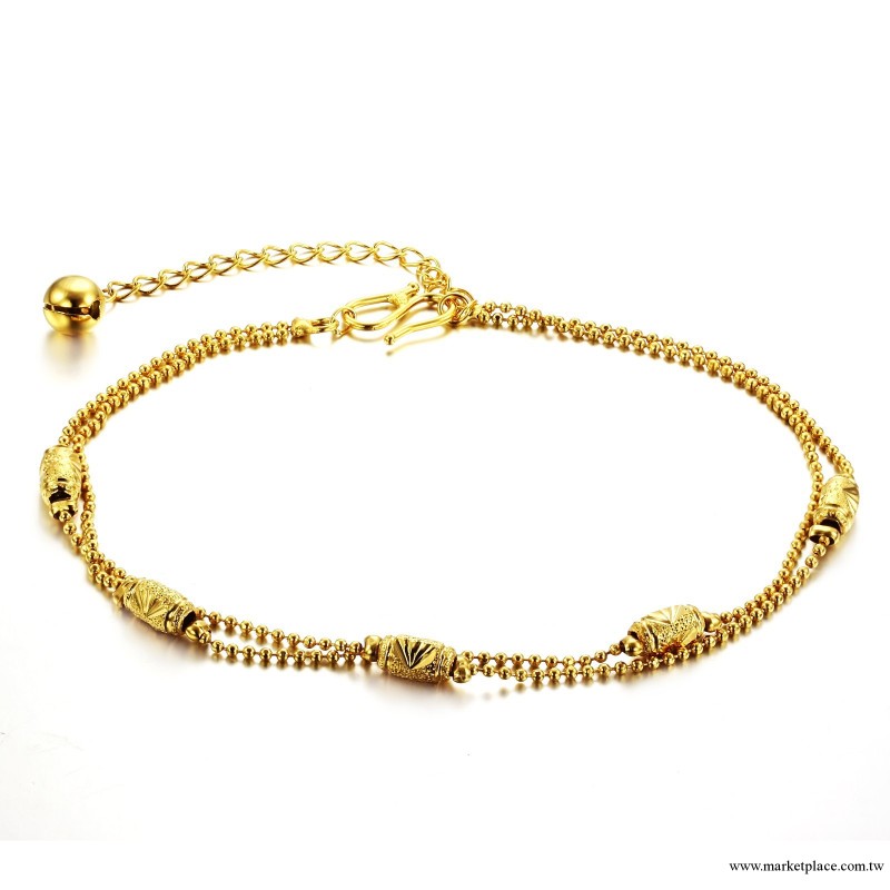 Gold Jewelry Anklets 飾品批發 18金首飾 個性雙鏈 腳鏈KZ720工廠,批發,進口,代購