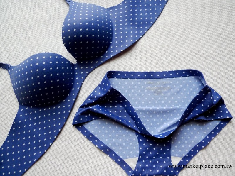 批發正品原單 維多利亞的秘密文胸一片式無痕內衣內褲 藍色圓點工廠,批發,進口,代購