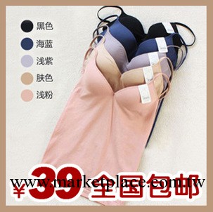 出口外貿升級版內衣無縫 莫代爾無鋼圈文胸式帶胸墊打底吊帶背心工廠,批發,進口,代購