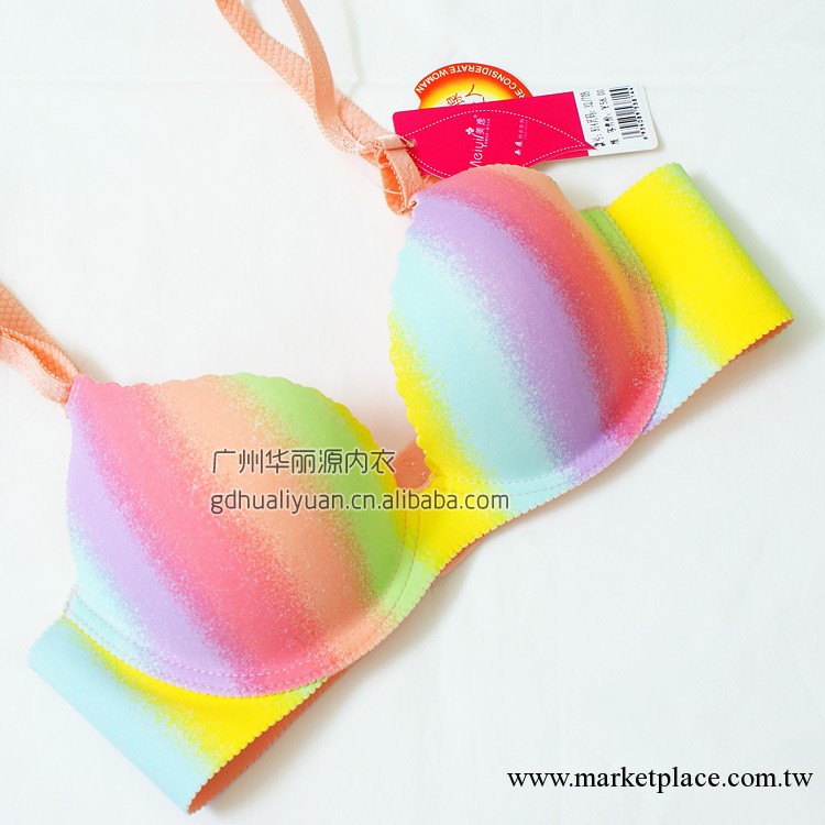 一片式文胸 超薄吸汗無痕聚攏型文胸 彩虹薄款少女可愛熒光內衣工廠,批發,進口,代購