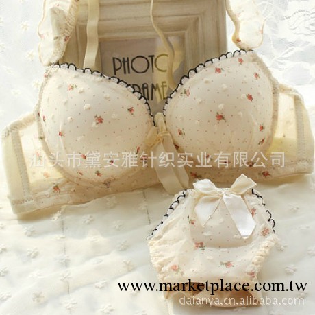 日系可愛深v性感蕾絲小碎花小胸聚攏內衣套裝 少女文胸套裝161#工廠,批發,進口,代購