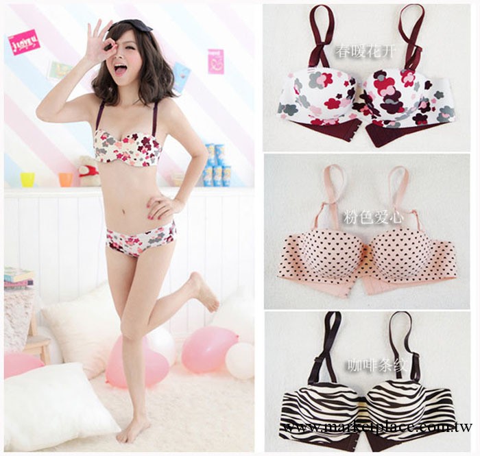 廠傢直銷上薄下厚性感可愛婚紗禮服1/2杯U型一片式無痕文胸內衣工廠,批發,進口,代購