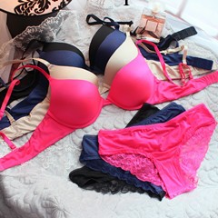 批發外貿原單新款熒光純色光面聚攏性感內衣文胸套裝工廠,批發,進口,代購