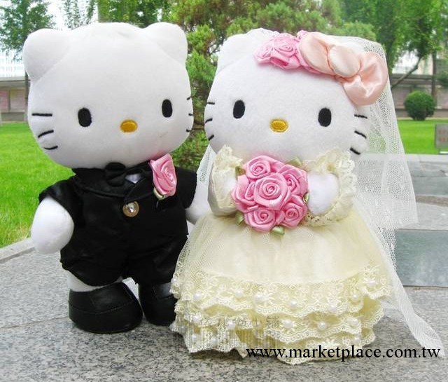 正版hello kitty 婚慶車頭公仔婚紗KT情侶結婚禮物壓床娃娃 代發工廠,批發,進口,代購