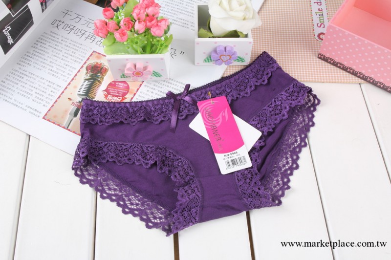 3.15可愛女生女士棉三角褲花邊純色中腰內褲時尚蕾絲內褲工廠,批發,進口,代購