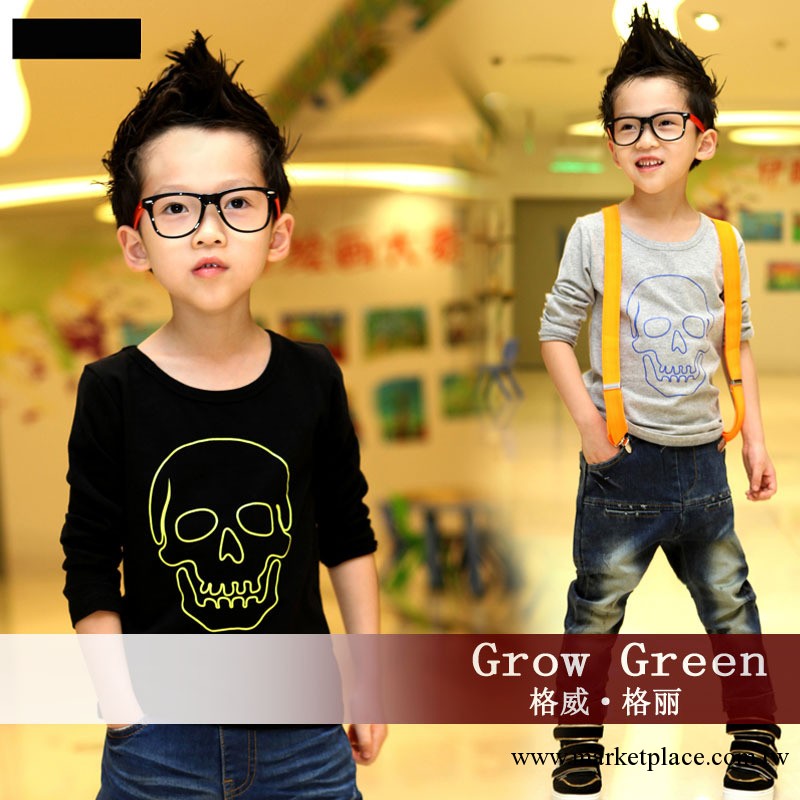 Grow Green童裝秋裝 男童秋季2013新款兒童長袖T恤上衣服 童裝工廠,批發,進口,代購