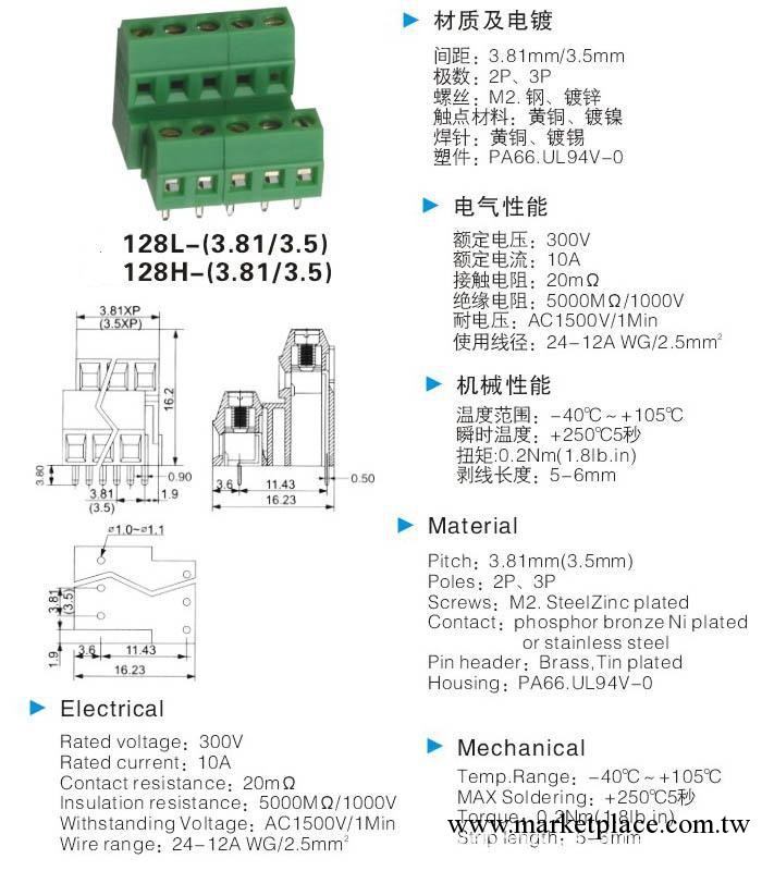 128L-(3.81MM/3.5MM) 連接器工廠,批發,進口,代購