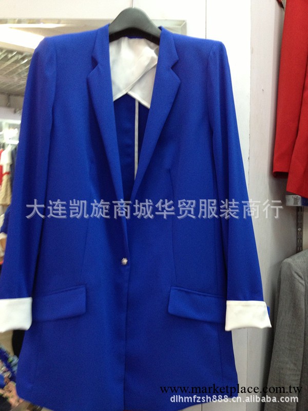 2013出口韓國 外貿原單 新款 中長款 彩色西服 可挽袖工廠,批發,進口,代購