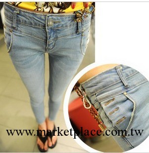 2013韓版女裝 秋裝新款 氣質口袋裝飾時尚簡單修身女式牛仔褲099工廠,批發,進口,代購