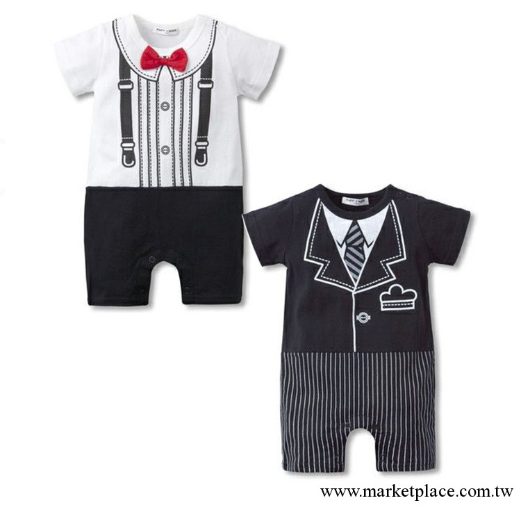 反季清倉2013夏款2色紳士哈衣 短袖造型爬服  嬰兒用品 哈衣工廠,批發,進口,代購