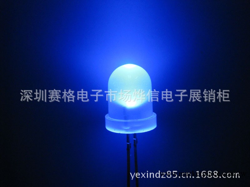 【廠傢直銷】F5MM F3MM 藍光LED發光二極管 5MM圓頭白發藍光LED工廠,批發,進口,代購