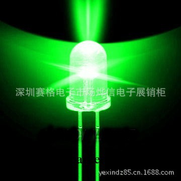 【廠傢直銷】F5MM 綠光LED發光二極管 5MM圓頭白發翠綠光LED工廠,批發,進口,代購