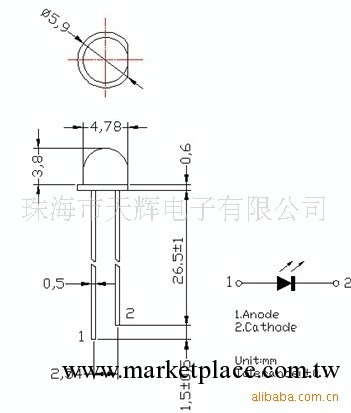 375-380nm直插 草帽紫外LED新工藝產品工廠,批發,進口,代購