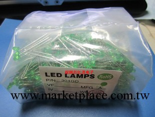 長腳 3mm 綠發綠 LED 高亮 發光二極管工廠,批發,進口,代購