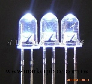 供應F5mm高亮圓頭白燈LED，長腳白光發光二極管工廠,批發,進口,代購