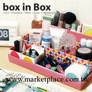 小圓點DIY化妝品收納盒 桌面收納盒 紙質收納盒 整理收納盒工廠,批發,進口,代購