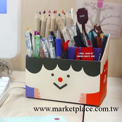 特價！韓國創意文具 收納 DIY 4格 筆筒 辦公卡通收納盒 笑臉款工廠,批發,進口,代購