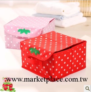 特價 出口日本可愛草莓軟蓋可折疊雜物盒 波點迷你收納盒工廠,批發,進口,代購