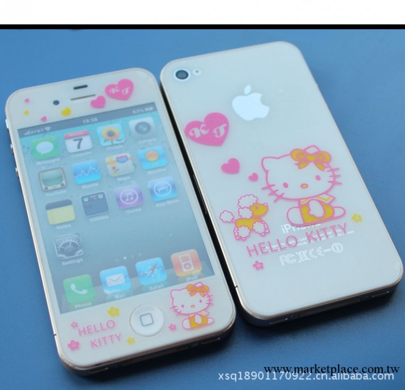 供應3D拉絲彩色KT貓印刷彩膜透明膜鏡面膜磨砂蘋果手機iphone工廠,批發,進口,代購